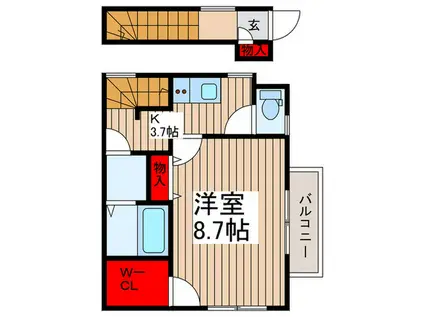 ブライトサム千間台西III(1K/2階)の間取り写真