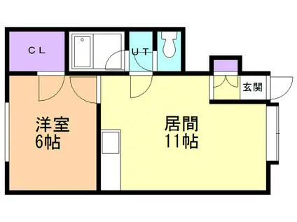 FEEL FINE HAMADATE(1LDK/1階)の間取り写真