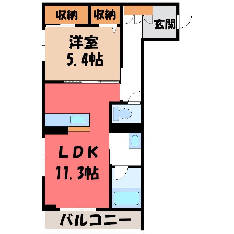 フォレストヴィラII(1LDK/1階)の間取り写真