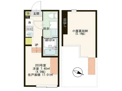 ハーモニーテラス北小岩XIX(1K/2階)の間取り写真