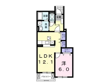 グランメール大善II A(1LDK/1階)の間取り写真