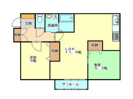 ハイツYOU(2LDK/1階)の間取り写真
