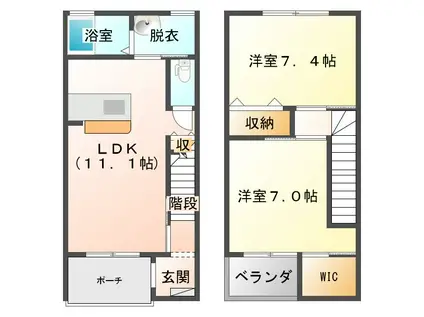 グランマスト郷B(2LDK/2階)の間取り写真
