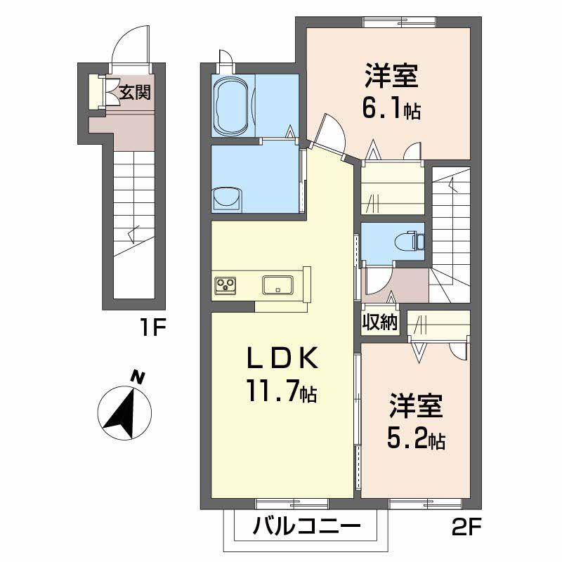 メゾン ソレイユ(2LDK/2階)の間取り写真