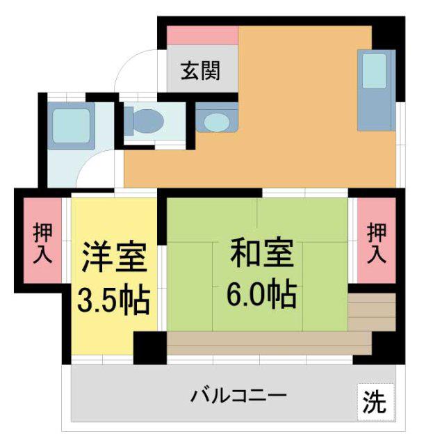 品田ビル(2DK/4階)の間取り写真