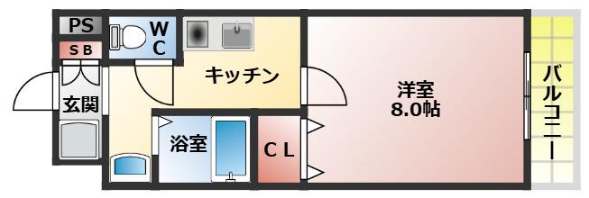 Mプラザ香里五番館(1K/6階)の間取り写真