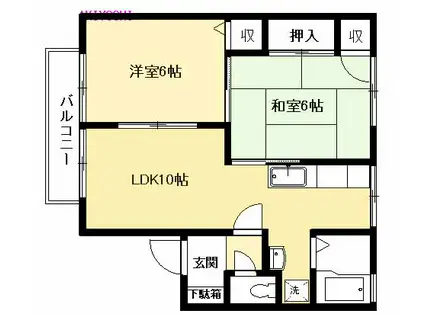 フローラ鷹ノ巣(2LDK/2階)の間取り写真