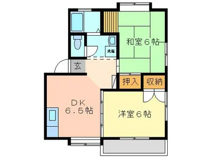 グランデーヌ(2DK/2階)の間取り写真