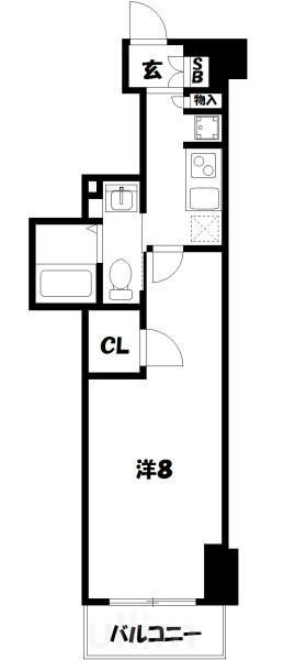 地下鉄東西線 東山駅(京都) 徒歩2分 5階建 築11年(1K/2階)の間取り写真