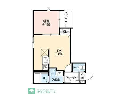 COCO川越(1DK/2階)の間取り写真