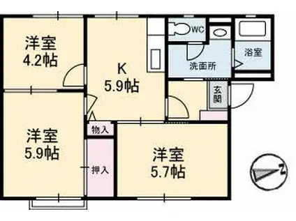 メゾン則貞(3K/1階)の間取り写真