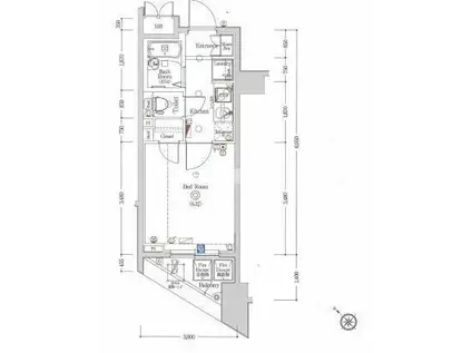 アルテシモ ヴィスタ(1K/9階)の間取り写真