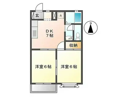 光ハイツA(2DK/2階)の間取り写真