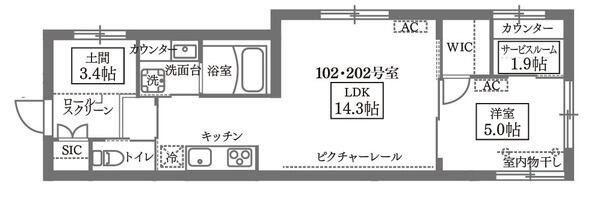 ココキューブグランデ学芸大学(1SLDK/1階)の間取り写真