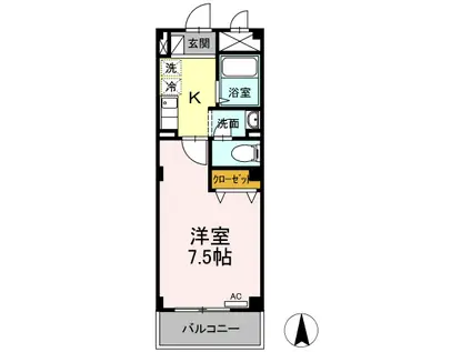 コム・シェソワII(1K/1階)の間取り写真