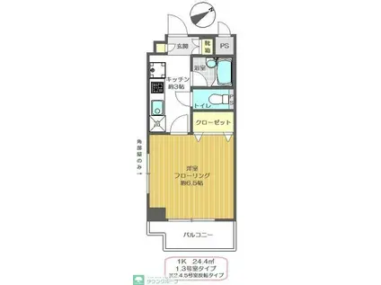 リバージュ北千住(1K/2階)の間取り写真