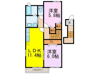 マードレAB(2LDK/2階)の間取り写真