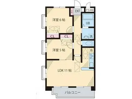 ルネ シェスタ(2LDK/1階)の間取り写真