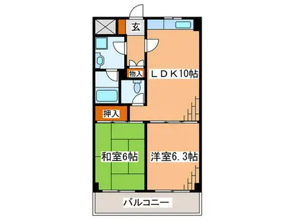 ロードサイドヒルズ(2LDK/4階)の間取り写真