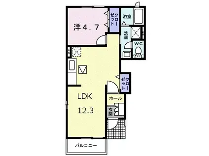 グレスコートII(1LDK/1階)の間取り写真