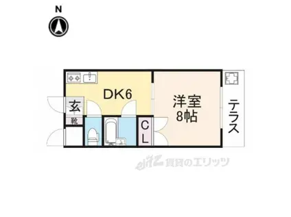 シャンクレール小桜(1DK/2階)の間取り写真