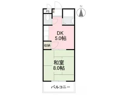 グリーンヒル第3(1DK/1階)の間取り写真