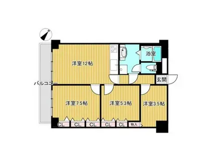 ハイマート行徳(2SLDK/6階)の間取り写真