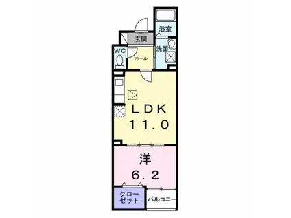 ルリアンラポーズ(1LDK/1階)の間取り写真