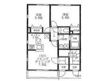 カーサ湘南台II(2LDK/1階)の間取り写真