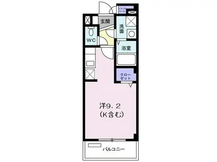 クラール花園(ワンルーム/2階)の間取り写真