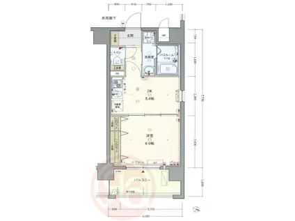 クリスタルグランツ大阪ベイ(1DK/2階)の間取り写真