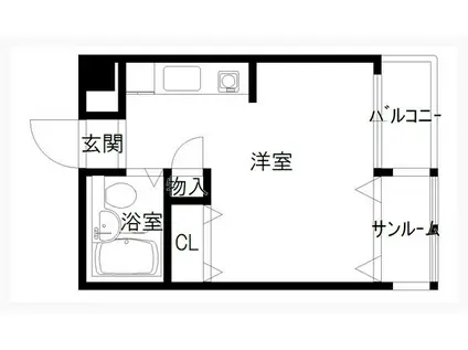 スクエアコート(ワンルーム/4階)の間取り写真