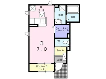 フラン・ジェルメ(ワンルーム/1階)の間取り写真