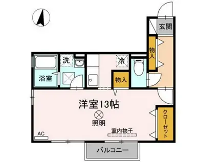 リビングタウン豊成B棟(ワンルーム/2階)の間取り写真