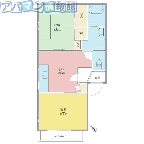 グリーンヒルズC(2DK/1階)の間取り写真