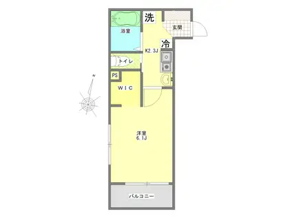 メルディア相武台下(1K/3階)の間取り写真