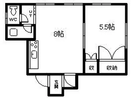 山下マンション(1DK/2階)の間取り写真