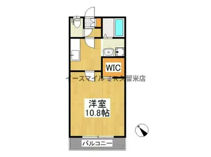 JR久大本線 御井駅 徒歩24分 3階建 築21年(1K/2階)の間取り写真