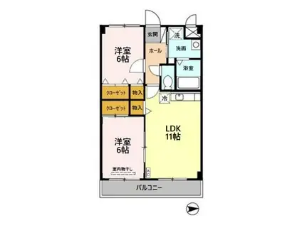 ケイパレスII(2LDK/1階)の間取り写真