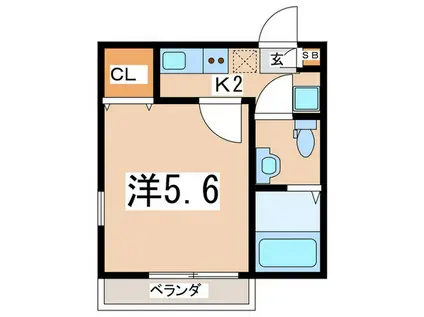 BELLAVISTA戸塚(1K/1階)の間取り写真