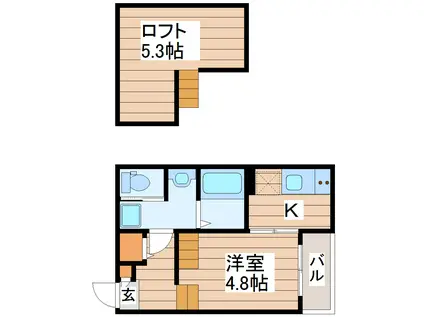 グランメゾン南仙台(1K/2階)の間取り写真