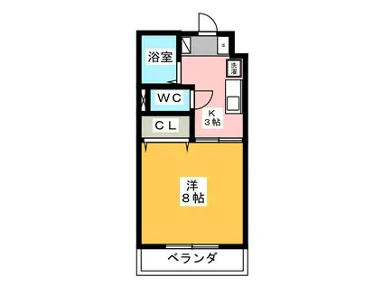 ビューテラス(1K/2階)の間取り写真