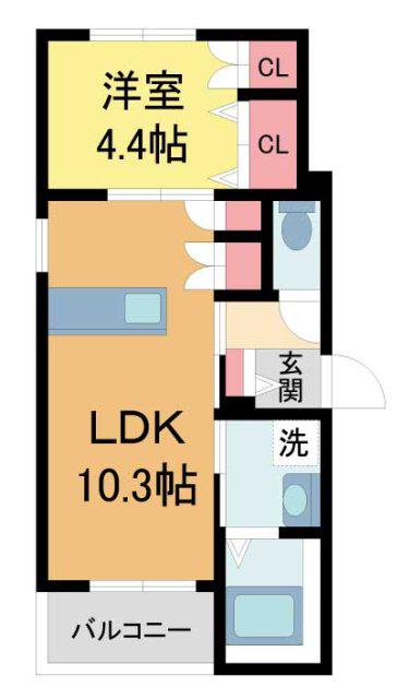 URBAN RISM COURT 西宮北口(1LDK/2階)の間取り写真