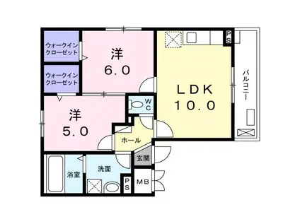 ラプラス西台(2LDK/2階)の間取り写真