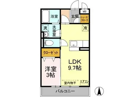 セジュール・スクエア(1LDK/3階)の間取り写真