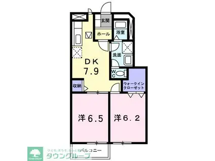 カレッジ(2DK/1階)の間取り写真