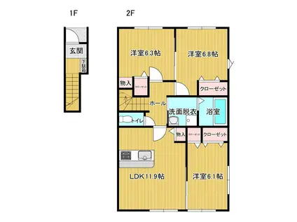 DIA MOOR III(3LDK/2階)の間取り写真