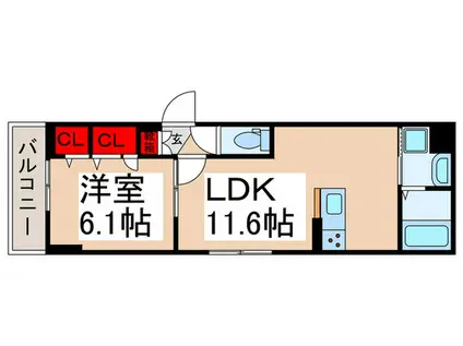 セレスティア新堀(1LDK/2階)の間取り写真