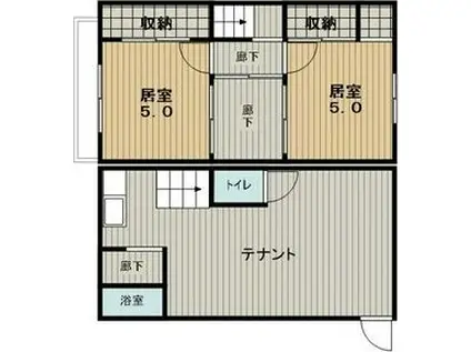 清本町店舗付き(2DK/1階)の間取り写真