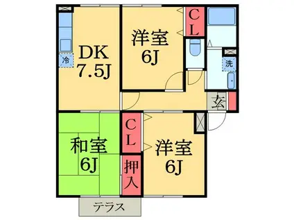 パセオみずほ台 IIA(3DK/1階)の間取り写真